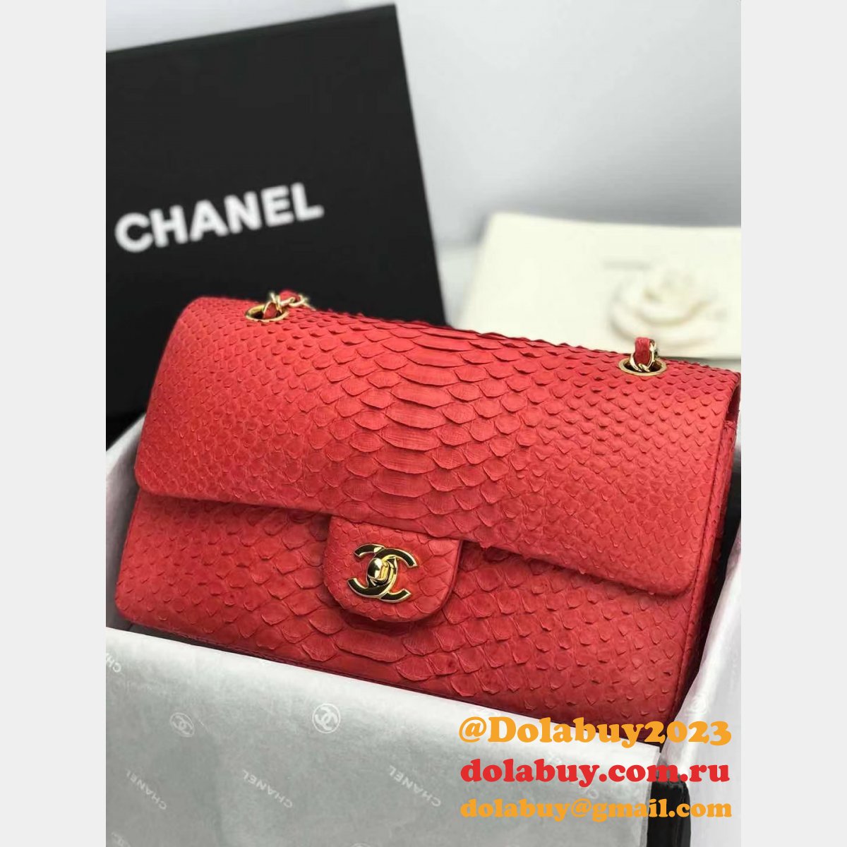 AAA+ Perfect CC flap handbag snake skin 25.5cm