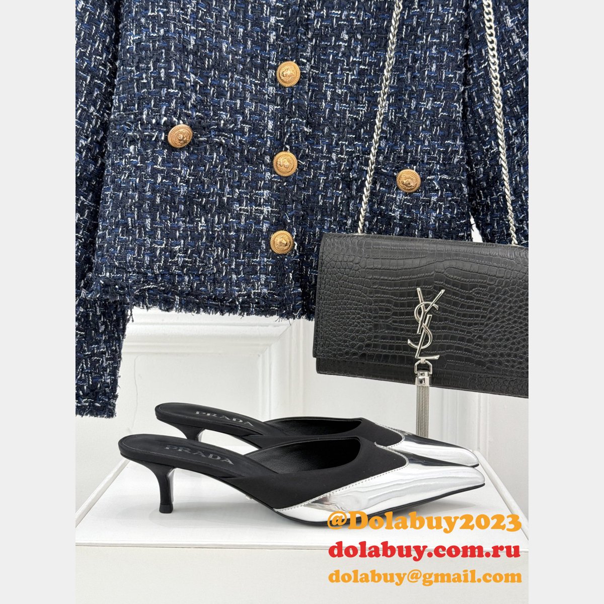 Designer Prada Satin Mules FROM THE RUNWAY