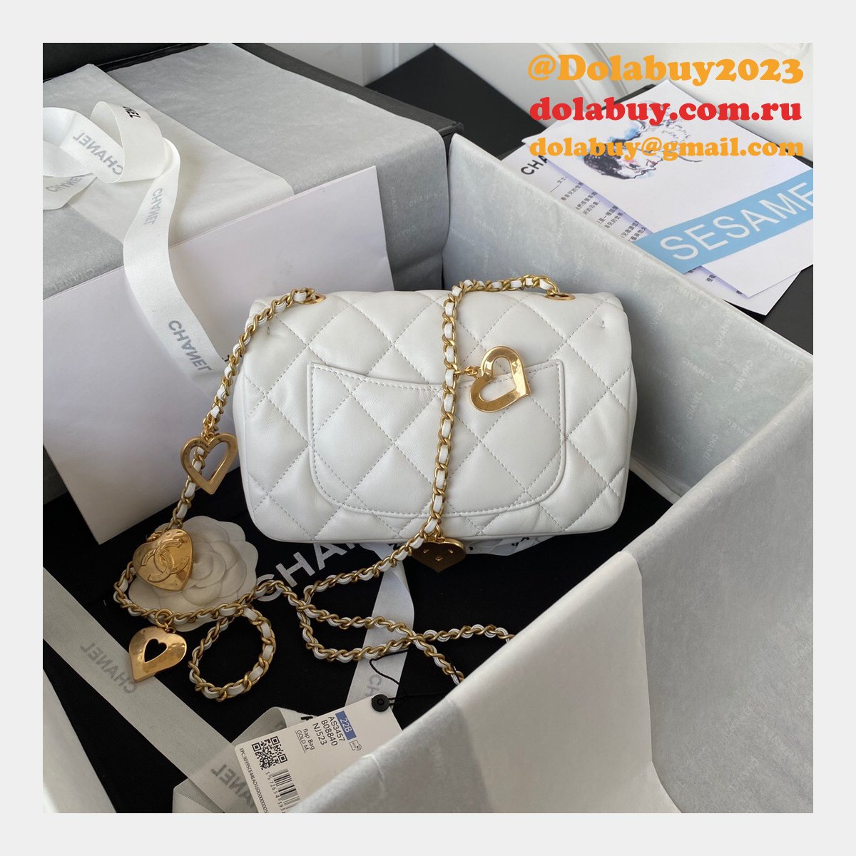 Wholesale Flap Fake AS3456 Bag Lambskin Gold-Tone Metal