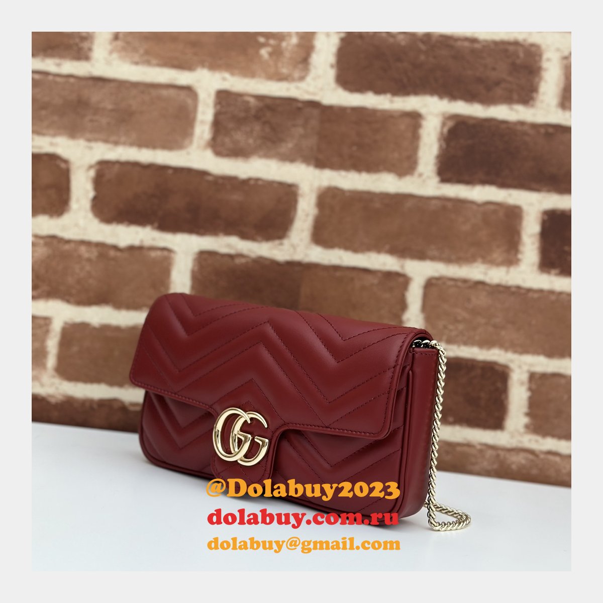 G*u*i replica gg marmont mini crossbody luxury 751526 red bag