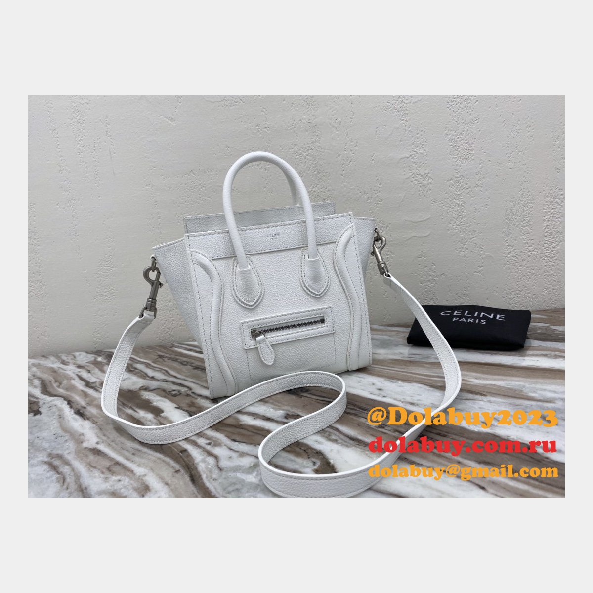 Buy Online Celine White Nano Luggage Bag-168243