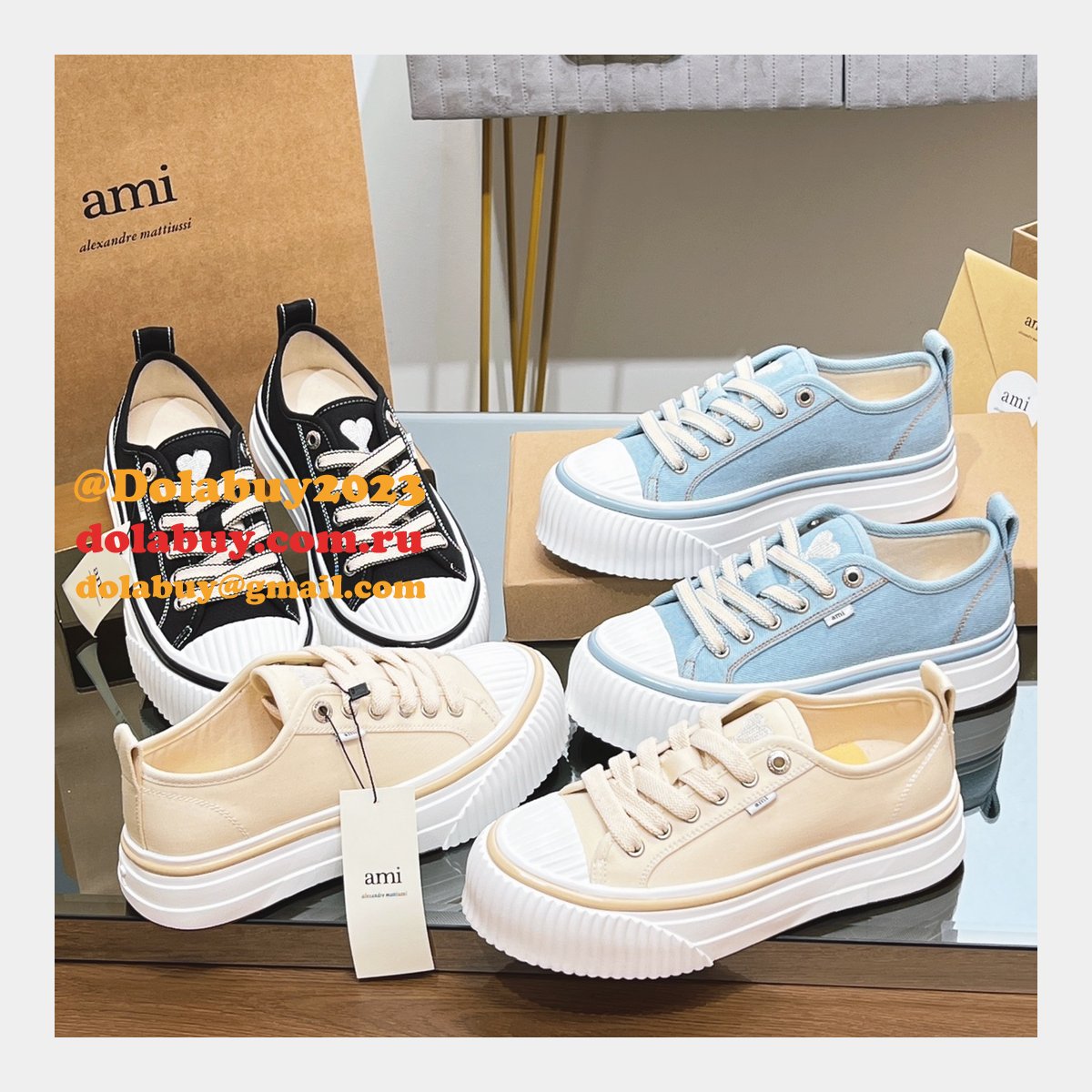 Ami Paris High Quality Platform Tpu Canvas Replica Shoes