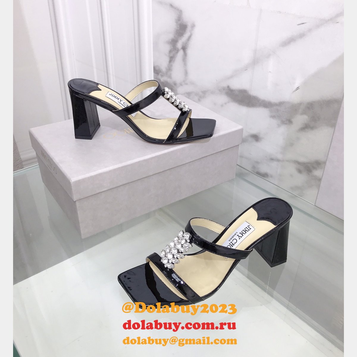 Top Designer Flat Sandals Jimmy Choo Heel 7 cm High Replica Shoes