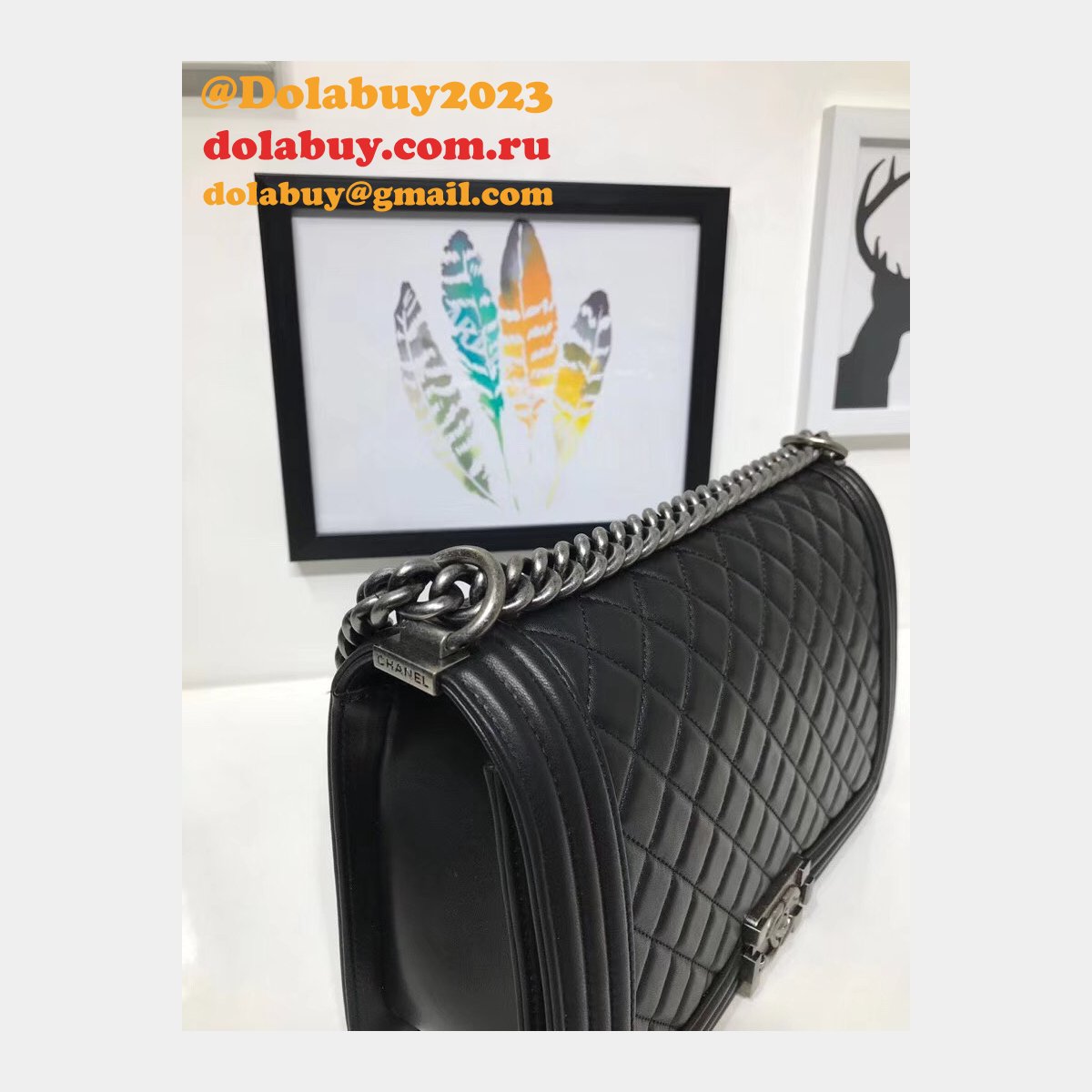 Fake CC Le Boy Cheap Mall High Quality Bags Lambskin 28cm