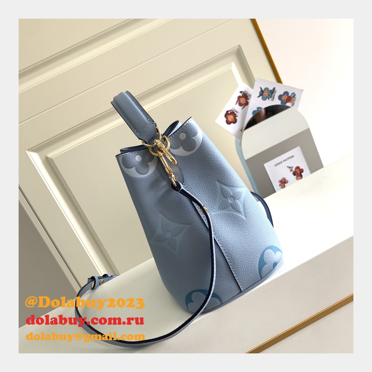 Louis Vuitton Designer NéoNoé BB Monogram Empreinte Leather M45709 Blue