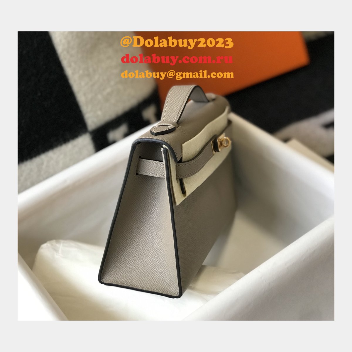 Luxury Hermes EPSOM LEATHER Mini Kelly Pouchette