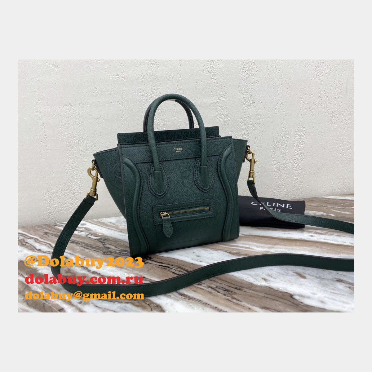 Celine Army Green Luggage Nano shopper 168243 Handbag