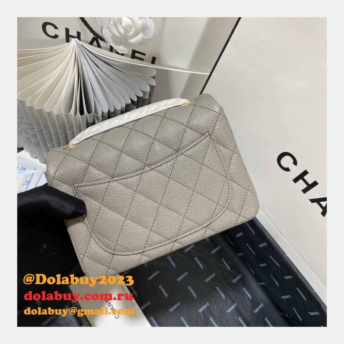 Perfect CC 17CM Classic Flap Caviar Leather Bag