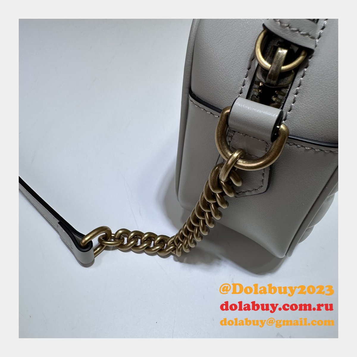 Light Grey Designer 447632 Copy GG Marmont Small Matelassé Shoulder Bag