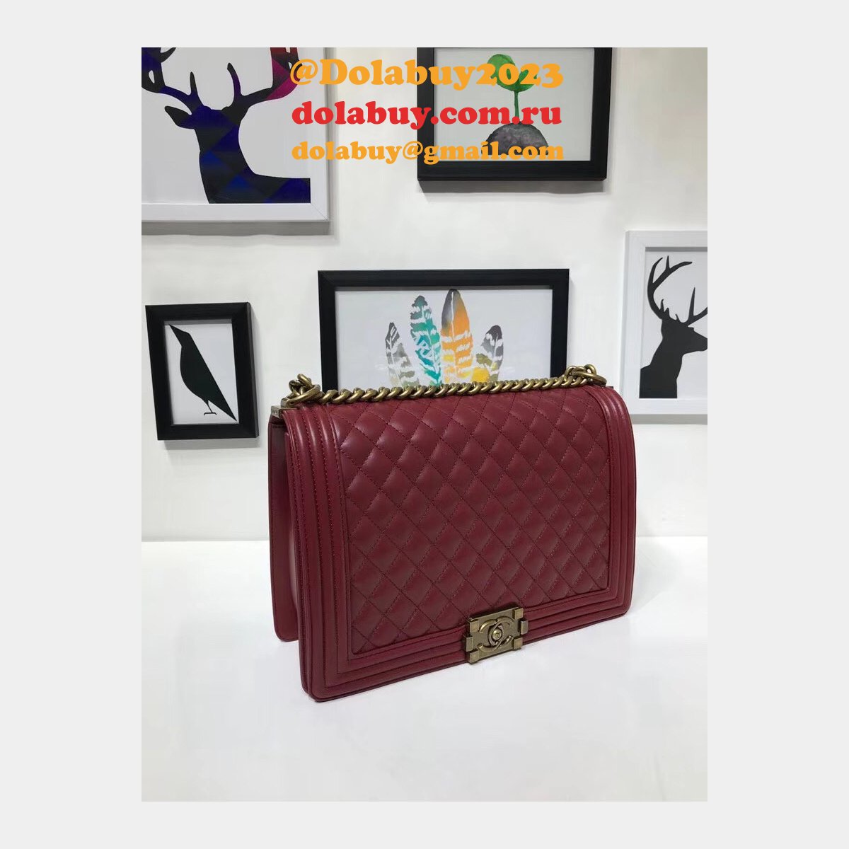 High Quality CC Le Boy Luxury Bags Lambskin 30cm