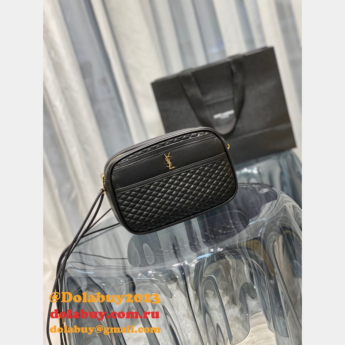 Replica YSL 64899 Red/White/Black Victoire camera bag High Quality