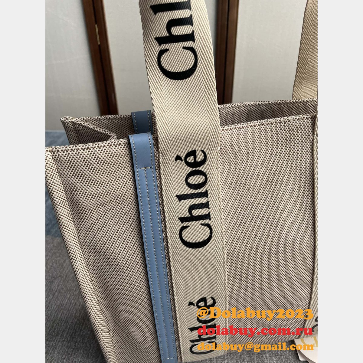 Best Quality Chloe Woody Tote Bag in Cotton Canvas 36CM