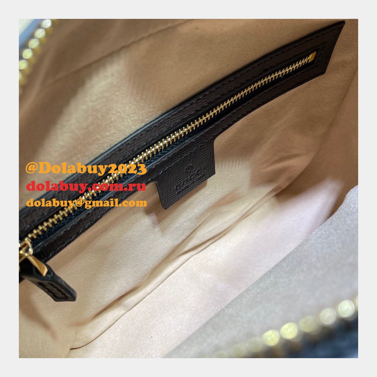 G*u*i horsebit 1955 small shoulder 645454 black army green white bag