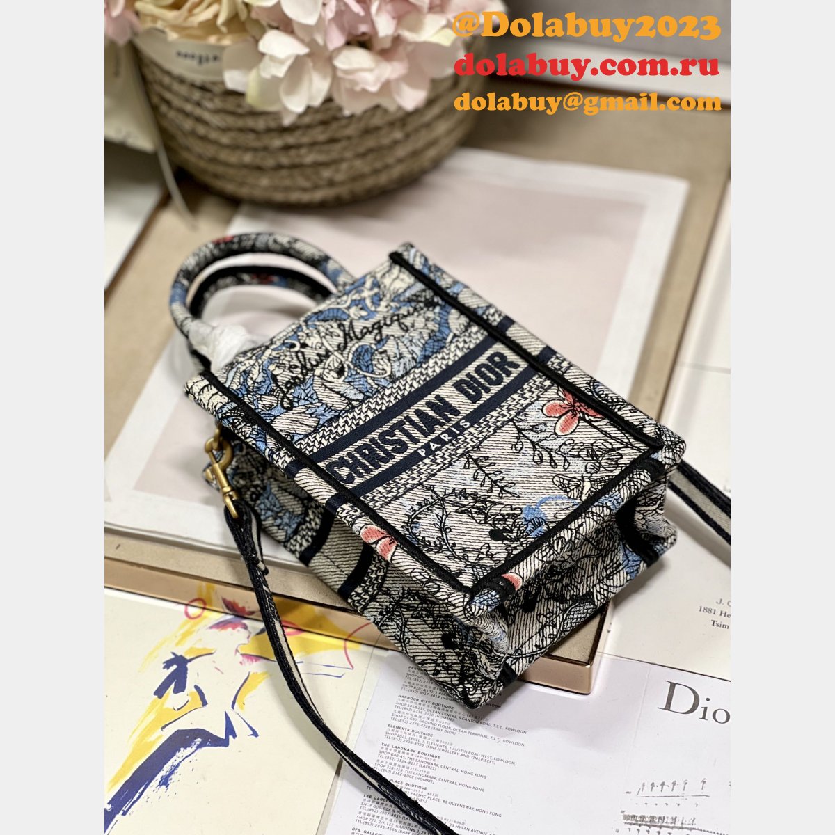 Book Tote High Quality Replica Dior Mizza Paris 9026 Bag