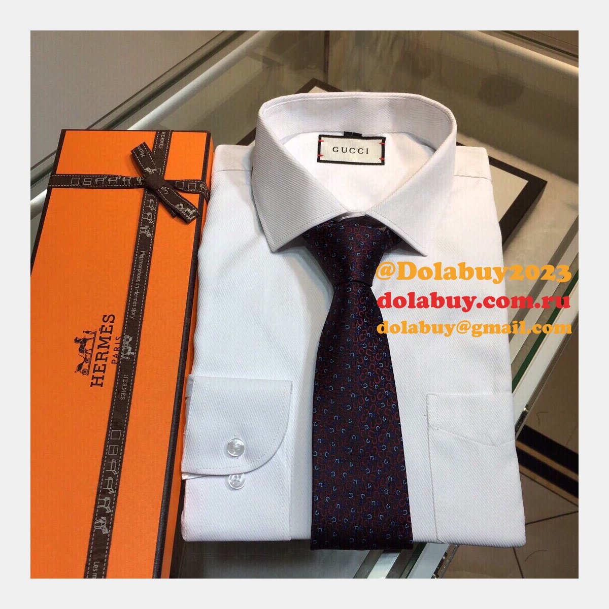 Hermes Replica Mens Silk Tie Geometric Pattern