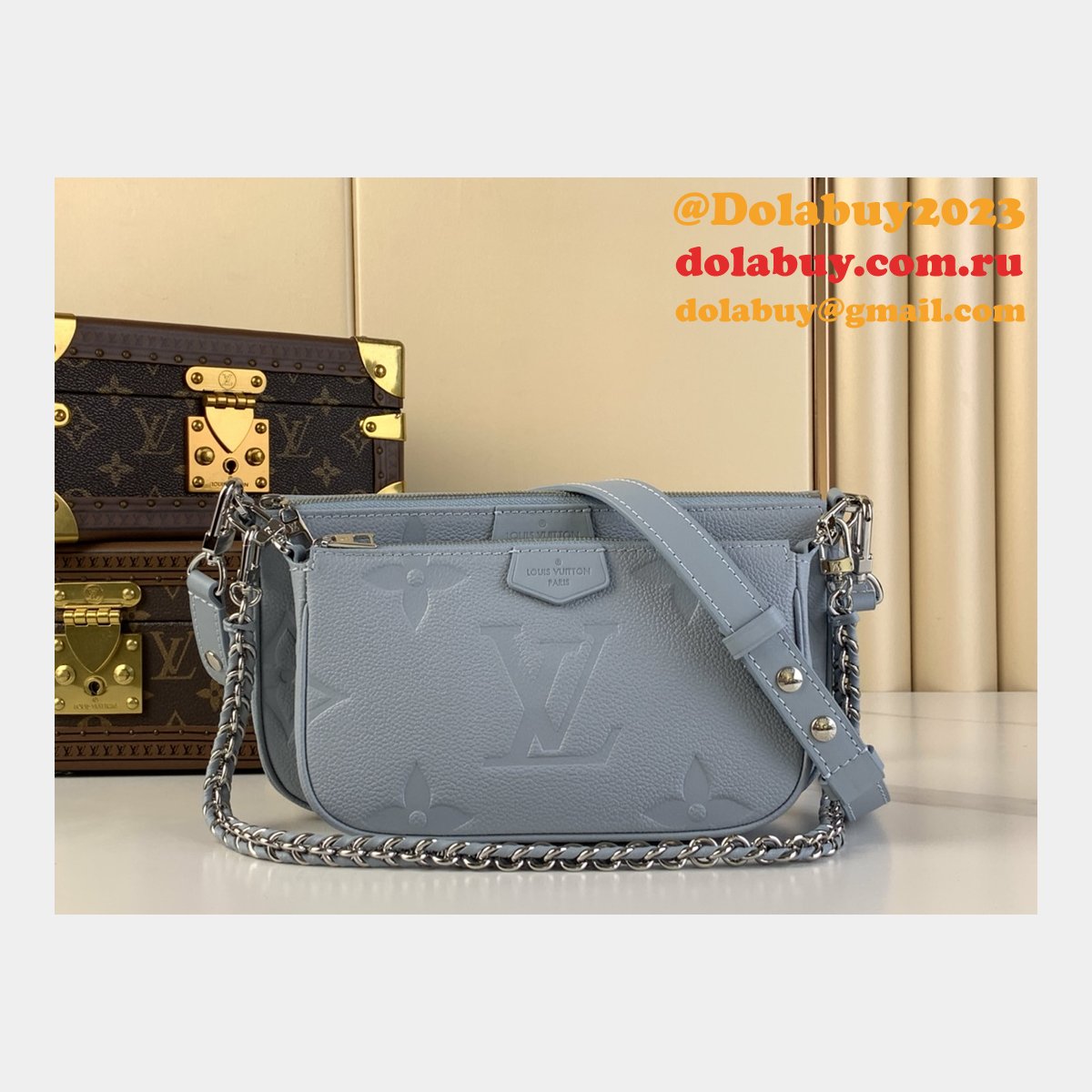 Louis Vuitton Knockoff Top M47173 Multi Pochette Blue Bag