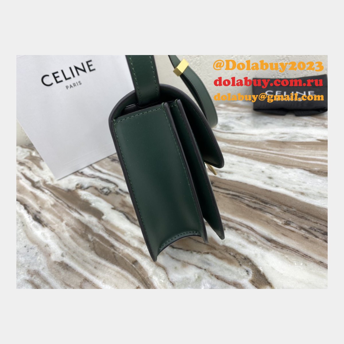 Celine Cheap Teen Classic Box ArmyGreen shoulder bag