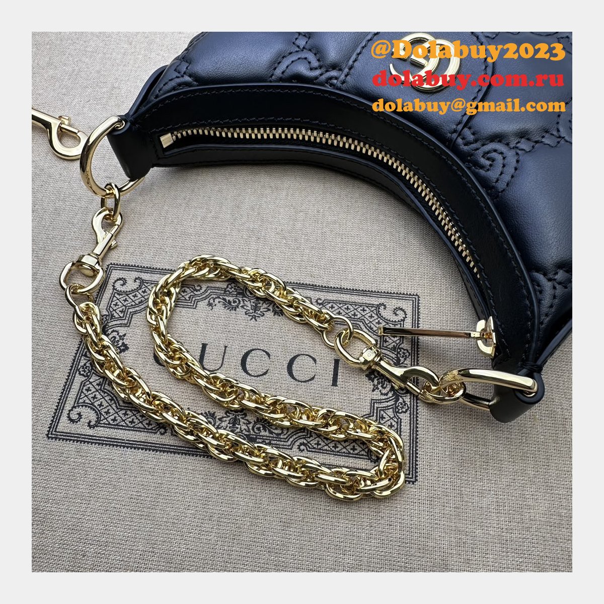 G*u*i 1:1 mirror 739736 gg matelassé designer black/pink bag