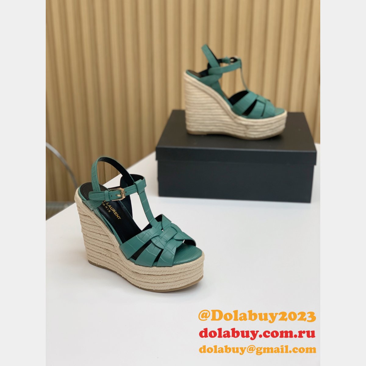Saint Laurent Replica Espadrille Platform Wedge Sandals Heel Shoes