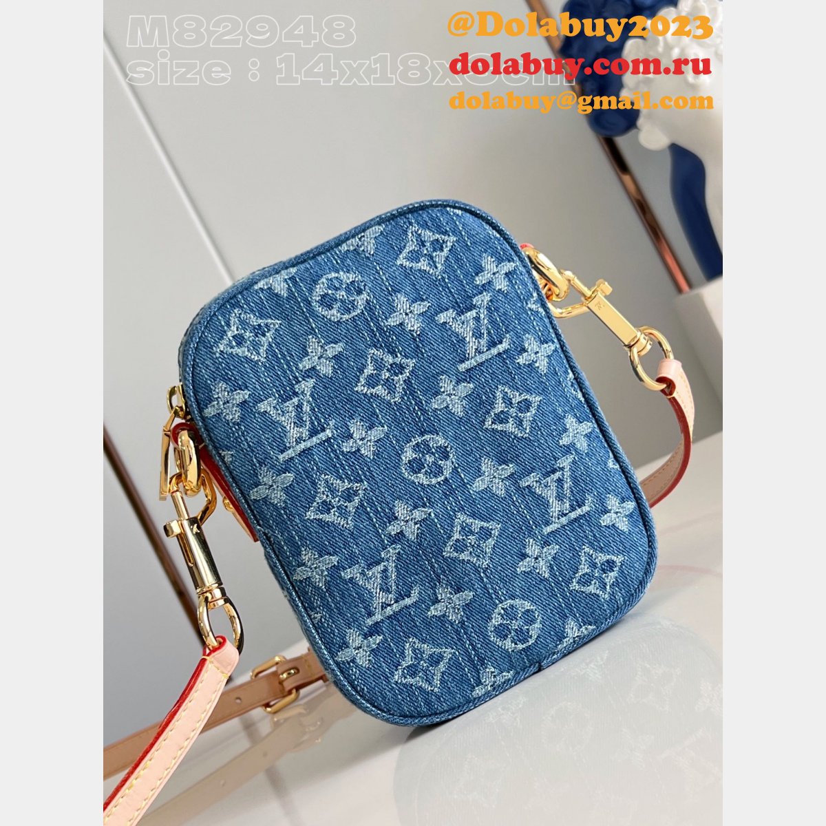 Louis Vuitton Replica Designer Fairfax Pochette Monogram Denim M82948