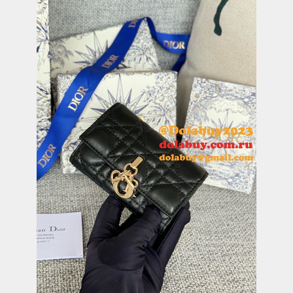 Wholesale Dior Lady Lamb Skin Wallet Inspired