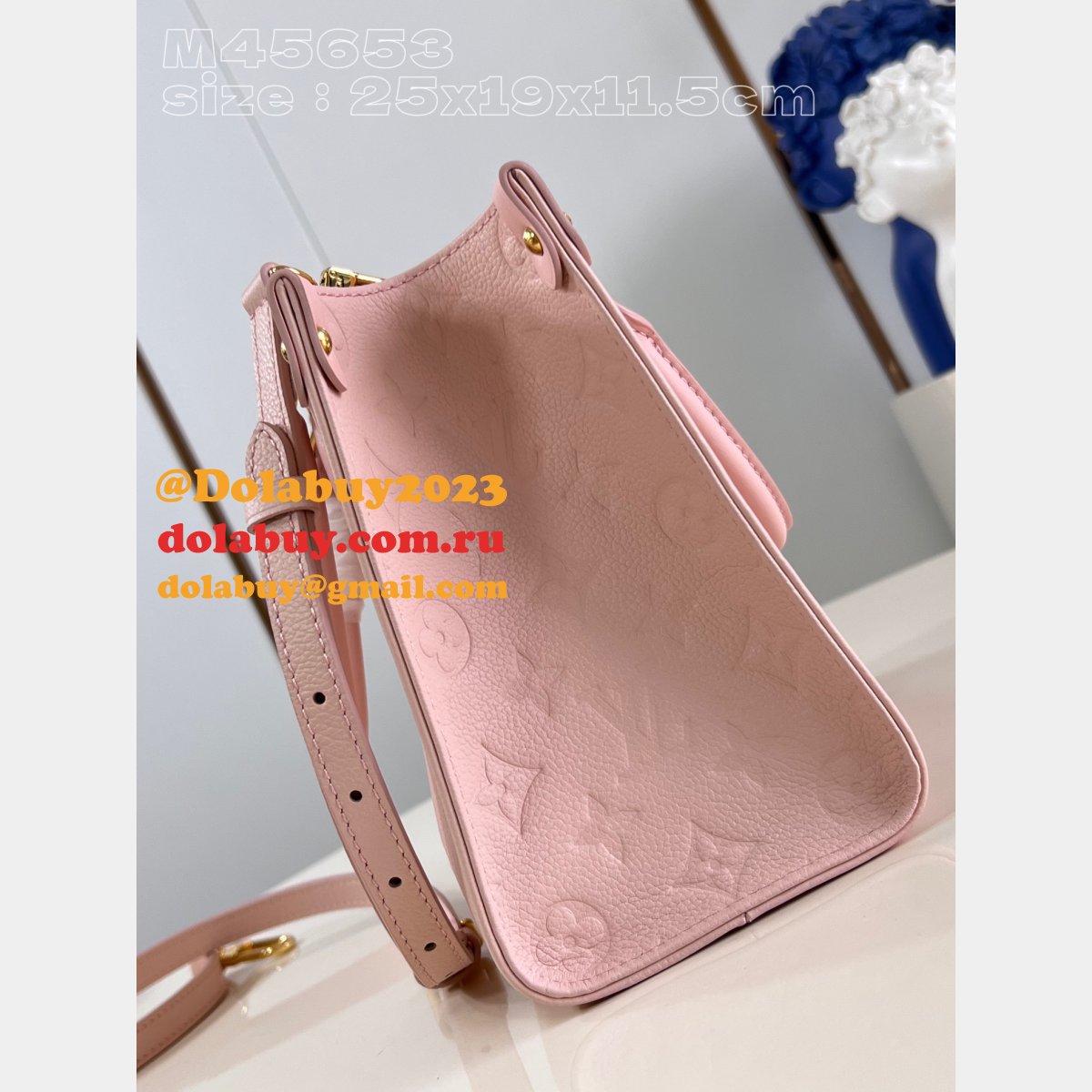 Wholesale M47135 Onthego Designer Copy Louis Vuitton Dolabuy Pink Bags