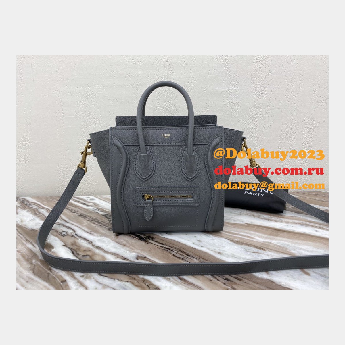 Celine Replica Luggage nano shopper handbag Shoulder Gray bag
