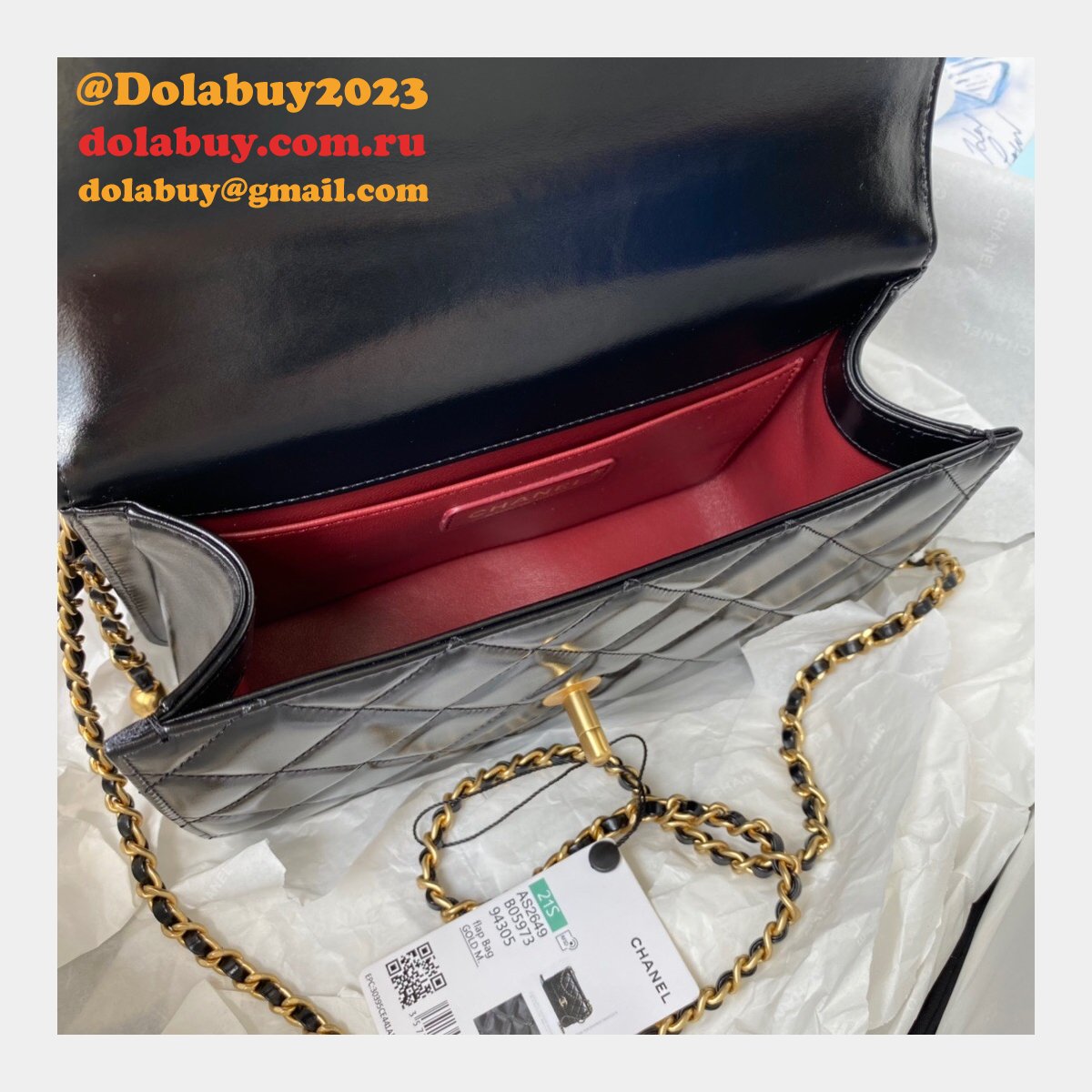 1:1 Replica AS2649 Calfskin & Gold-Tone Metal Flap Bag