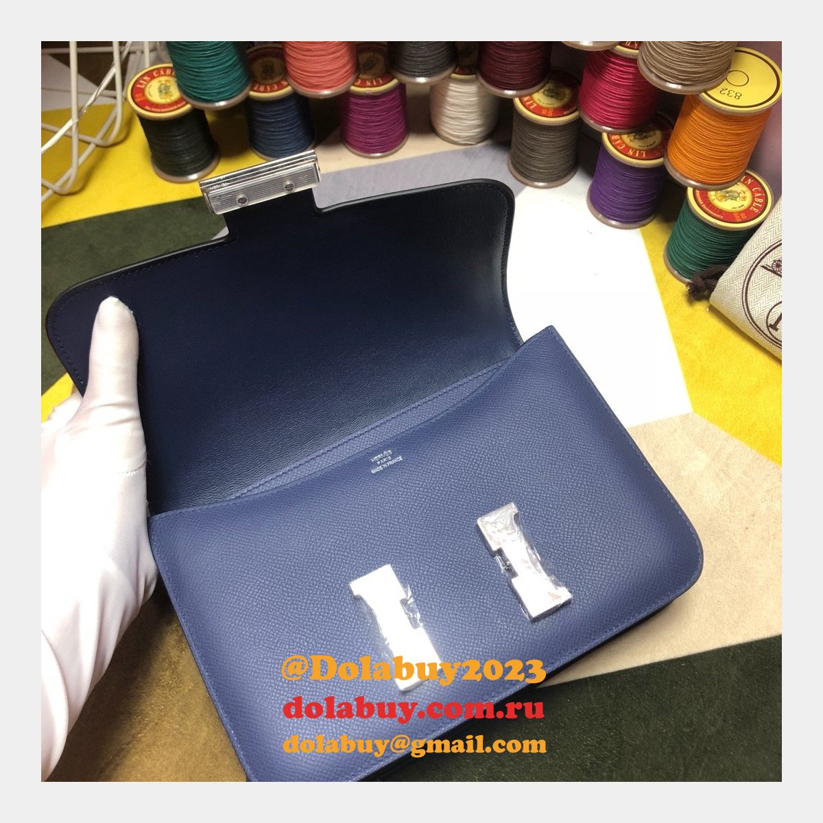 Hermes Constance Bag 23cm Epsom Leather dark blue