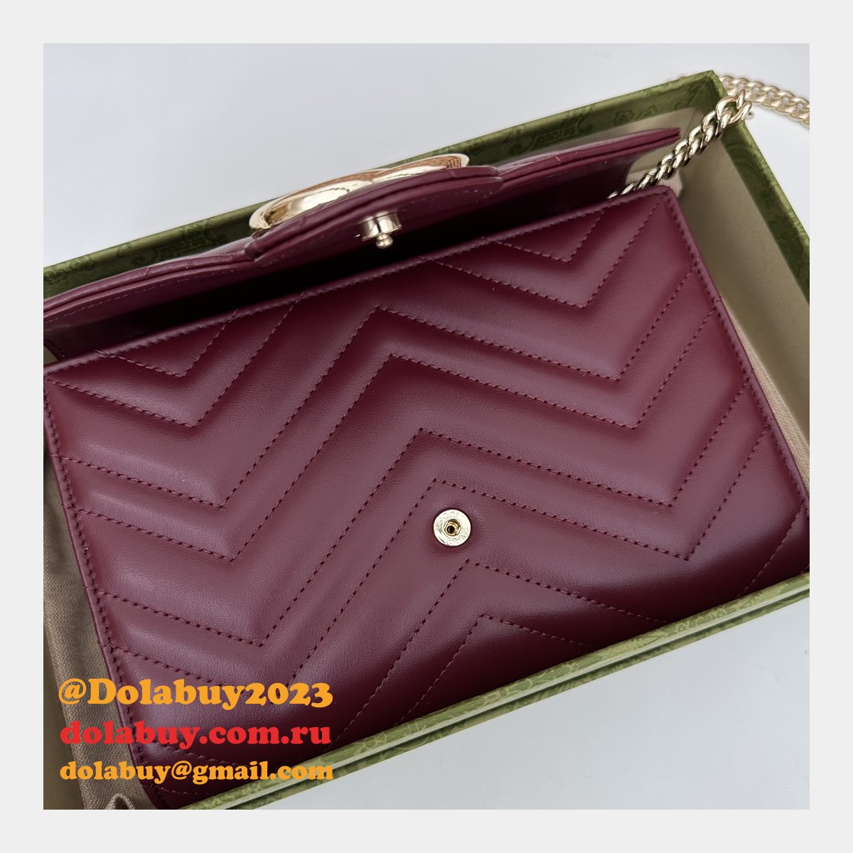 G*u*i fake gg marmont chain wallets 474575 red bag