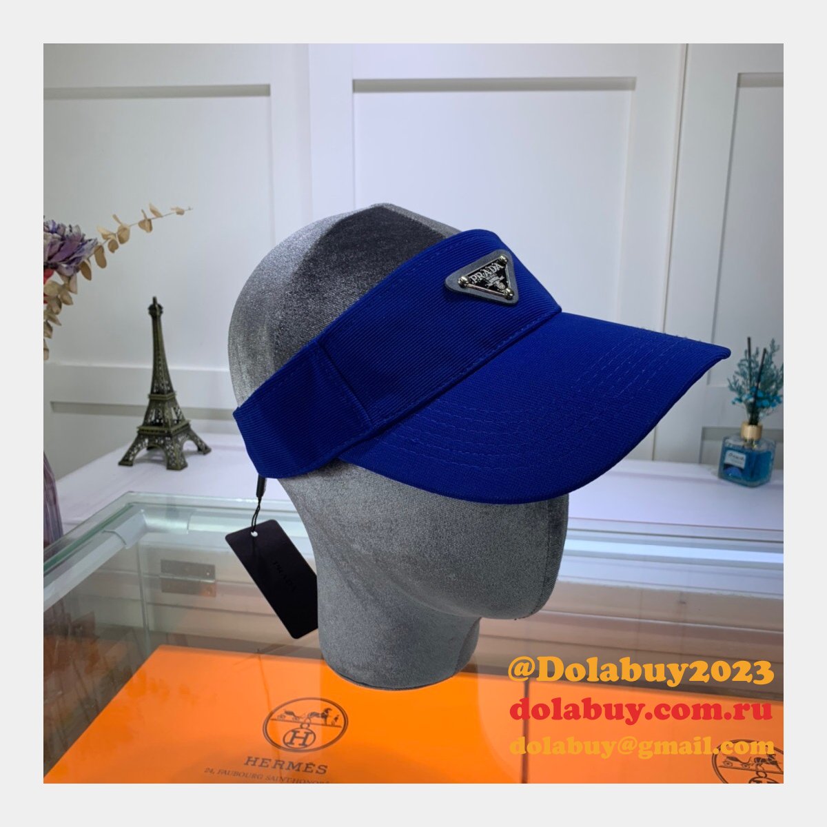 Wholesale Prada Metal triangle logo Empty top hat