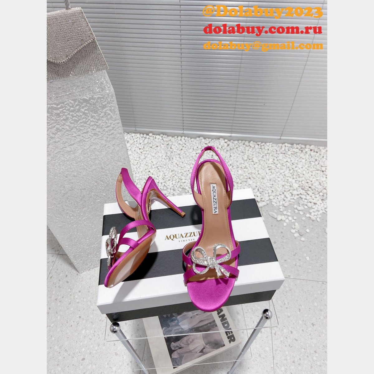 Top Aquazzura replica stores to buy 1:1 bow high heel sandals shoes