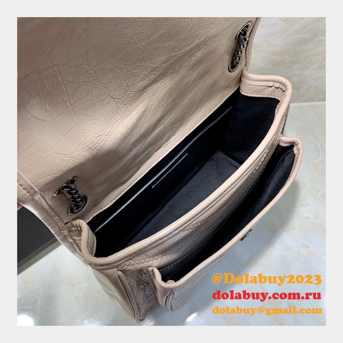 YSL Replica Niki 22cm crinkled vintage leather 533037