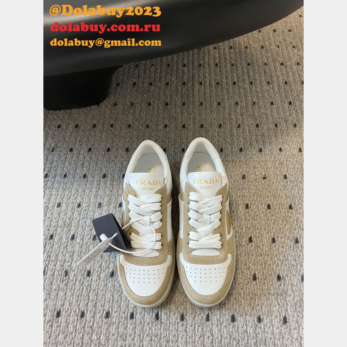 Prada Downtown Bold Nappa Leather And Suede Sneakers