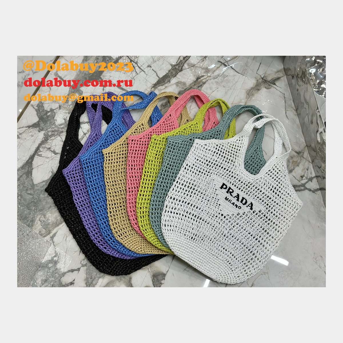 Duplicate prada raffia woven tote bag large 1BG424