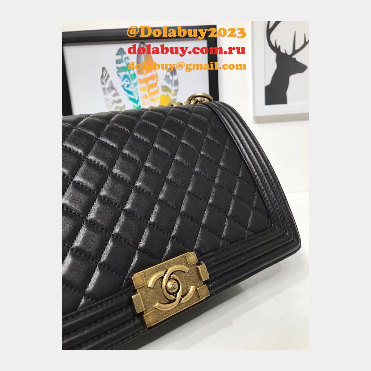Fake CC Le Boy Cheap Mall High Quality Bags Lambskin 28cm