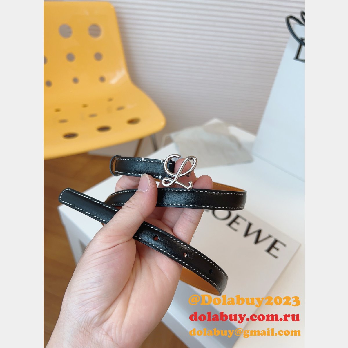 Wholesale Loewe Women Belt 1:1 Mirror Smooth 1.5cm Width