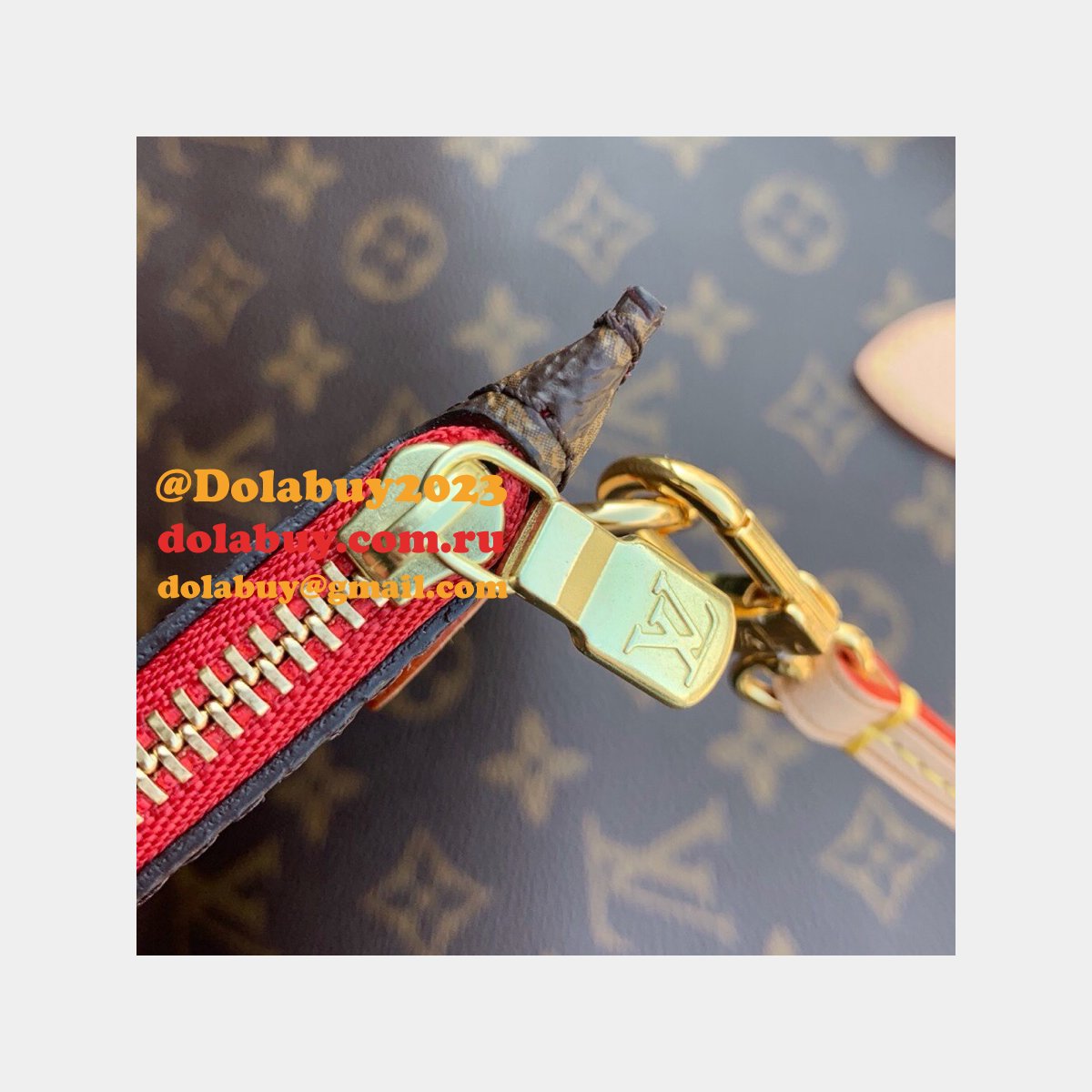High Quality Louisy Vuittun Monogram Canvas Neverfull GM red Bag 40CM