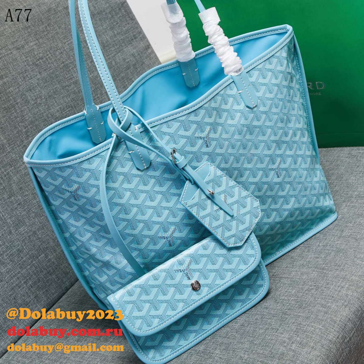Wholesale Goyard Classic Chevron St. Louis PM Totes Sky-Blue Bags