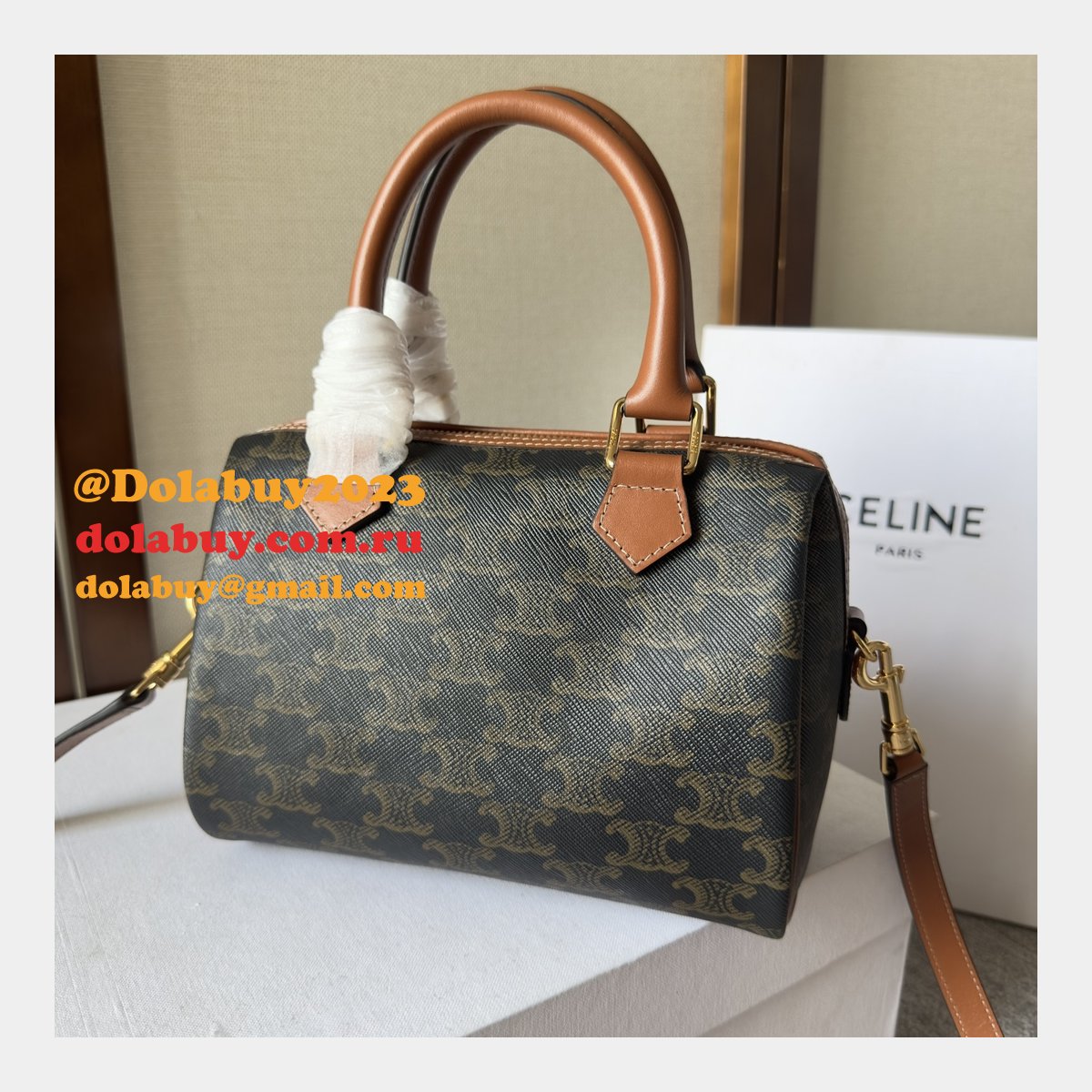 Luxury Celine 197582 Triomphe Small Boston Bag