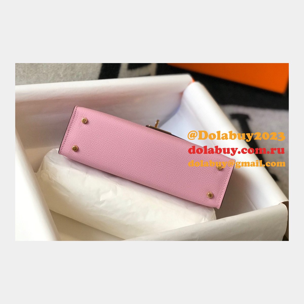 Hermes Outlet 1:1 Replica Mini Kelly Pink Handbags