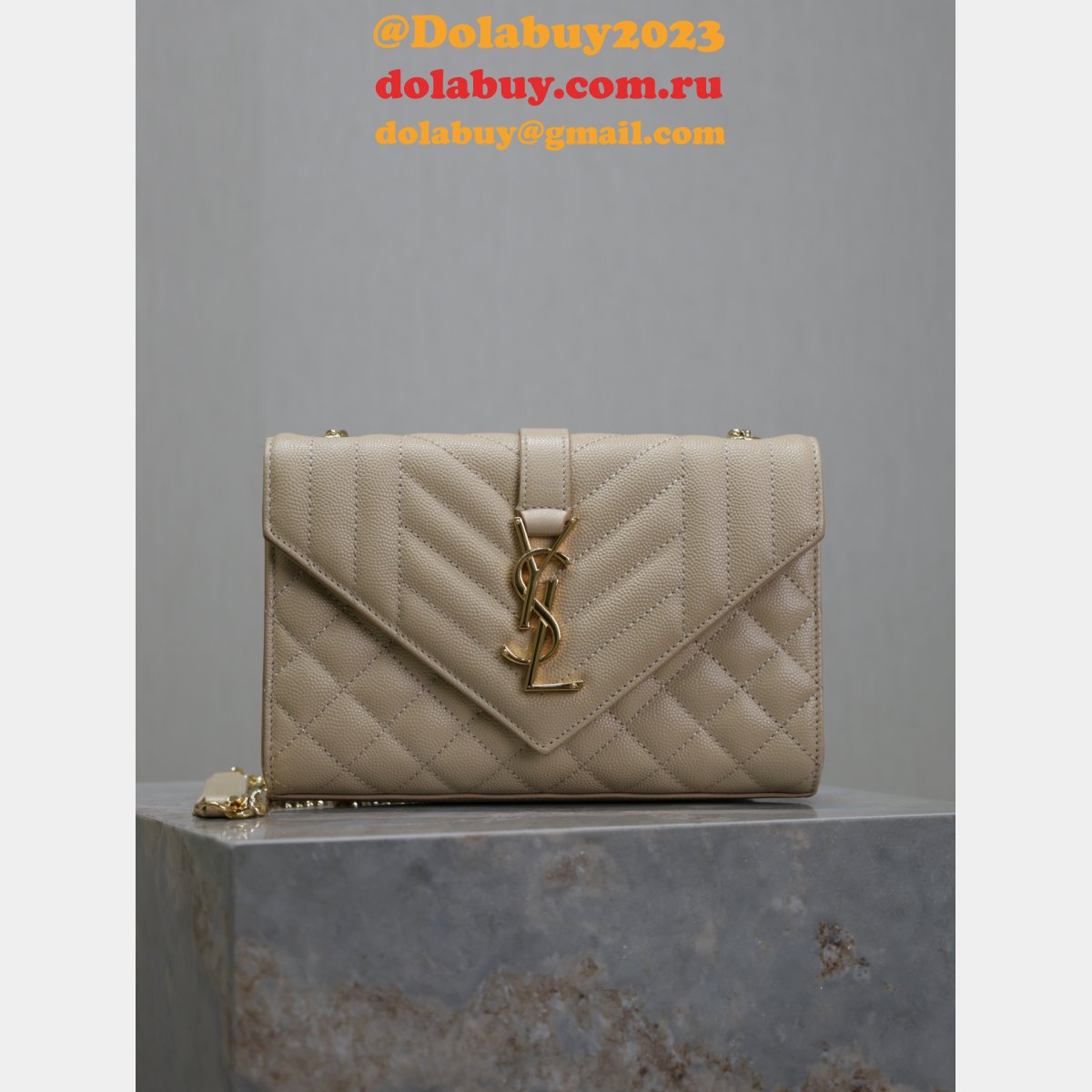 Top Quality Yves Saint Laurent Caviar Leather Envelope Bag