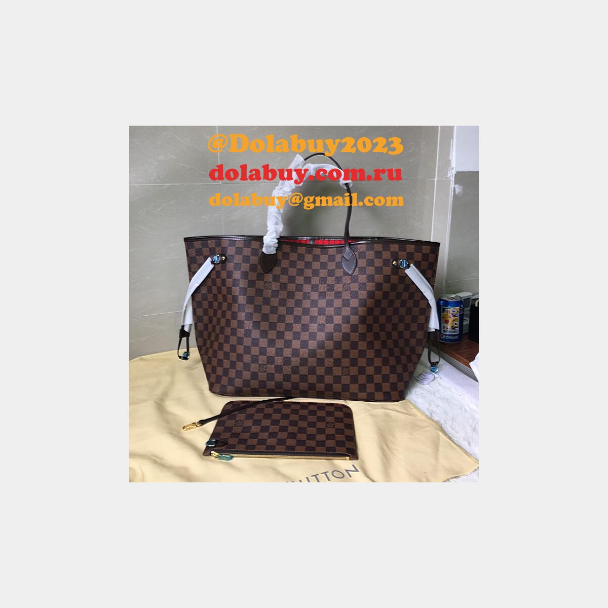 AAA+ Louis Vuitton Wholesale Neverfull GM Damier Ebene N41357 Brown
