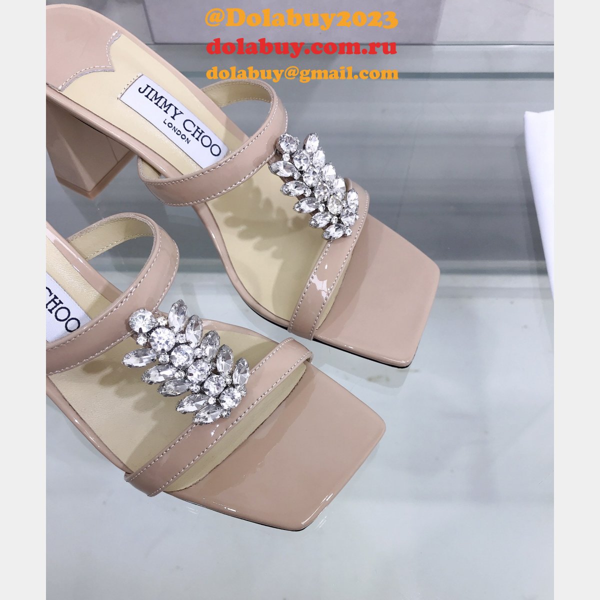 Top Designer Flat Sandals Jimmy Choo Heel 7 cm High Replica Shoes