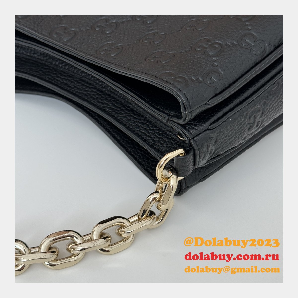 G*u*i designer copy gg emblem small shoulder chain 815263 black bag