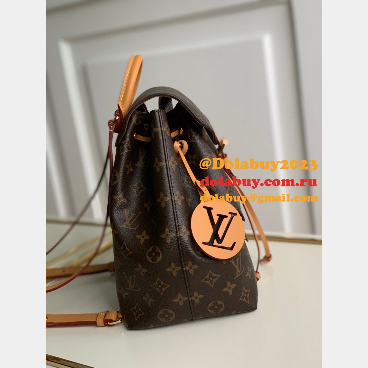 Louis Vuitton Montsouris Backpack Monogram Canvas/Natural leather Brown Replica