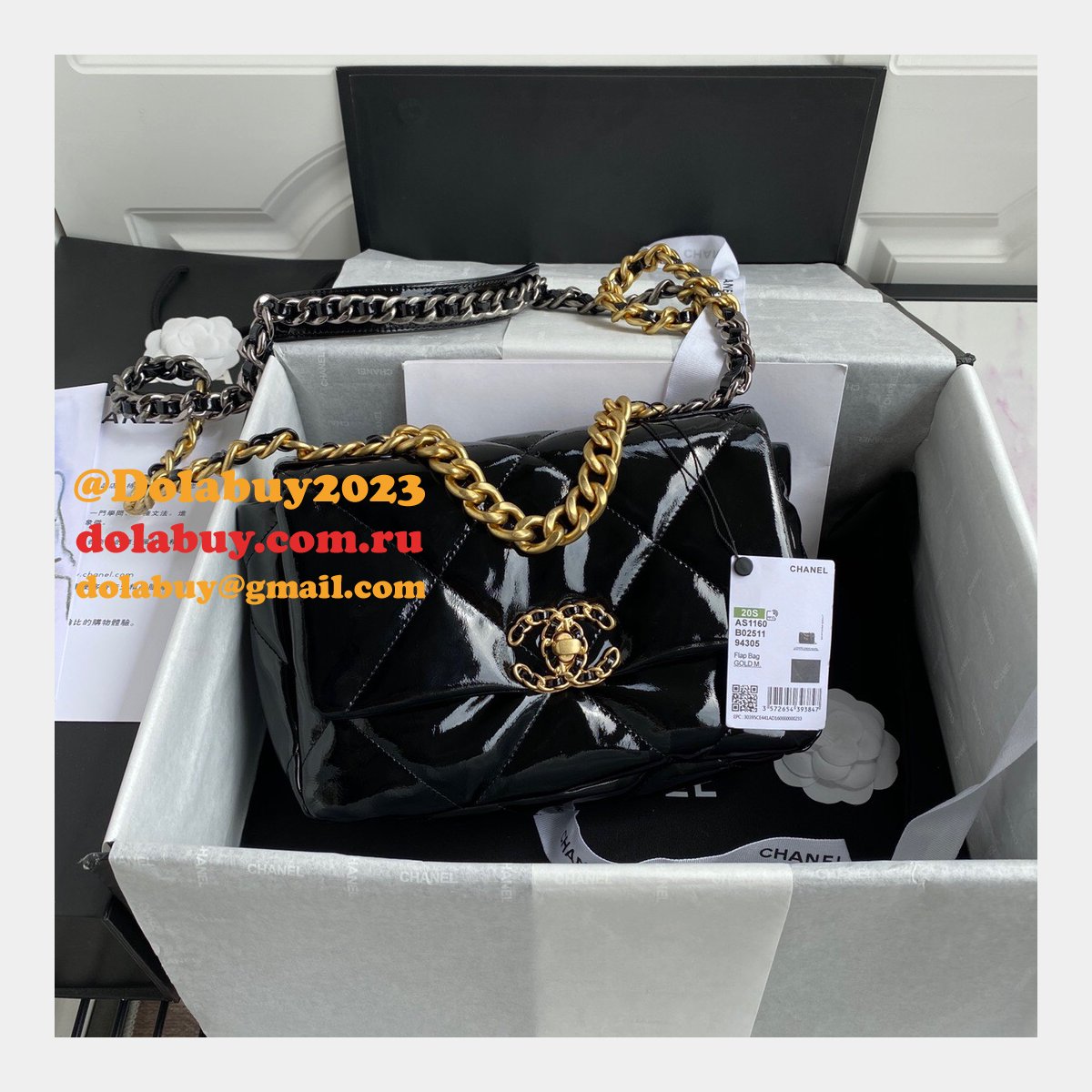 CC Replica 26CM Goatskin Gold-Tone Silver-Tone & Ruthenium