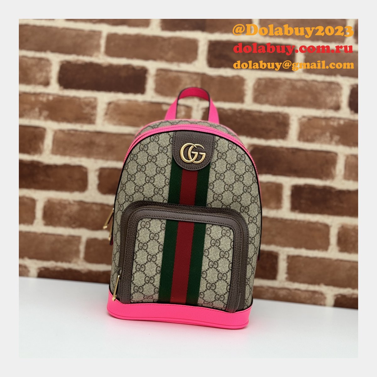 Fuchsia Top Quality 547965 GG Supreme Ophidia Gucci Copy Backpack Bag