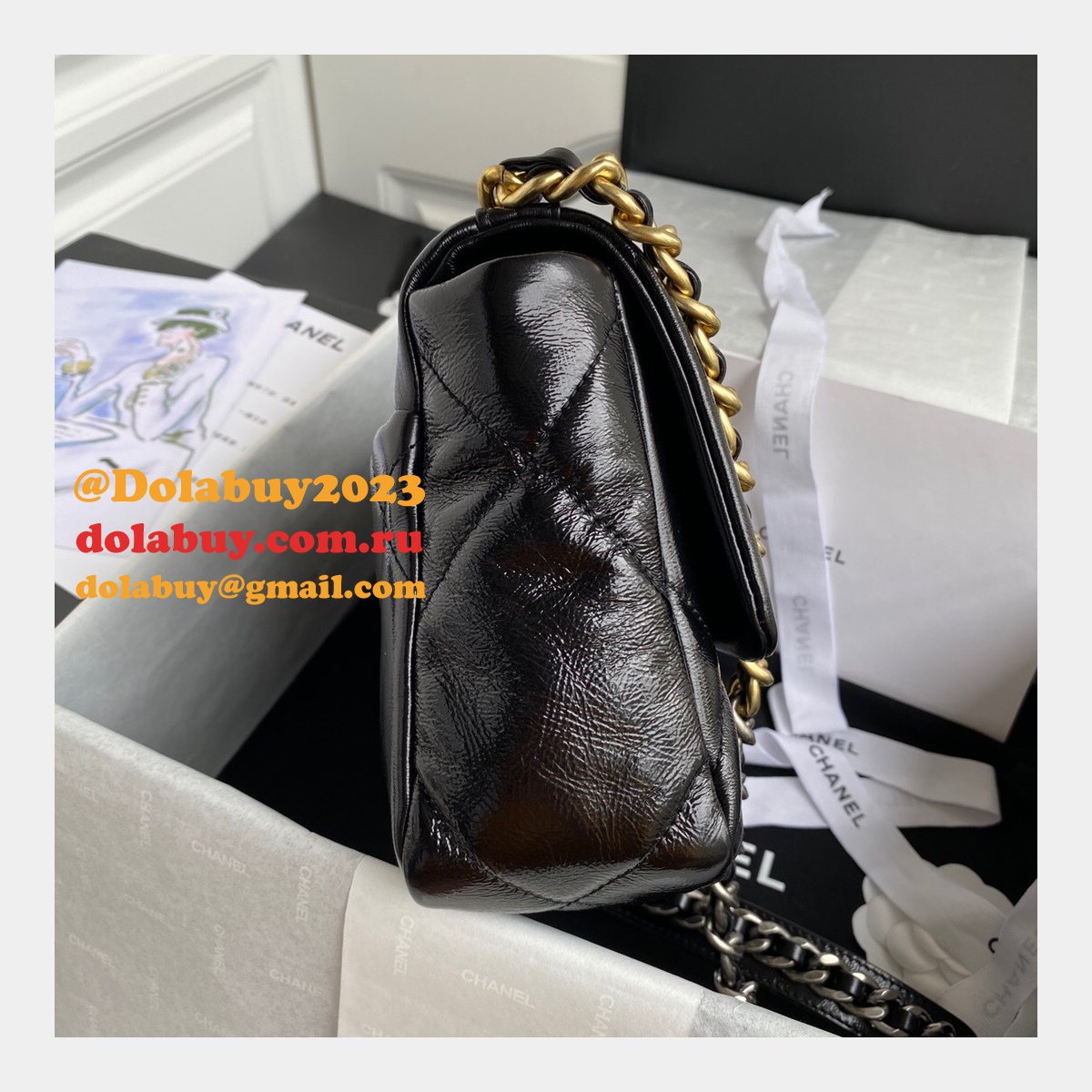CC 7 Star 19 Large Flap AS1161 Black/Red Replicas 26CM Bag
