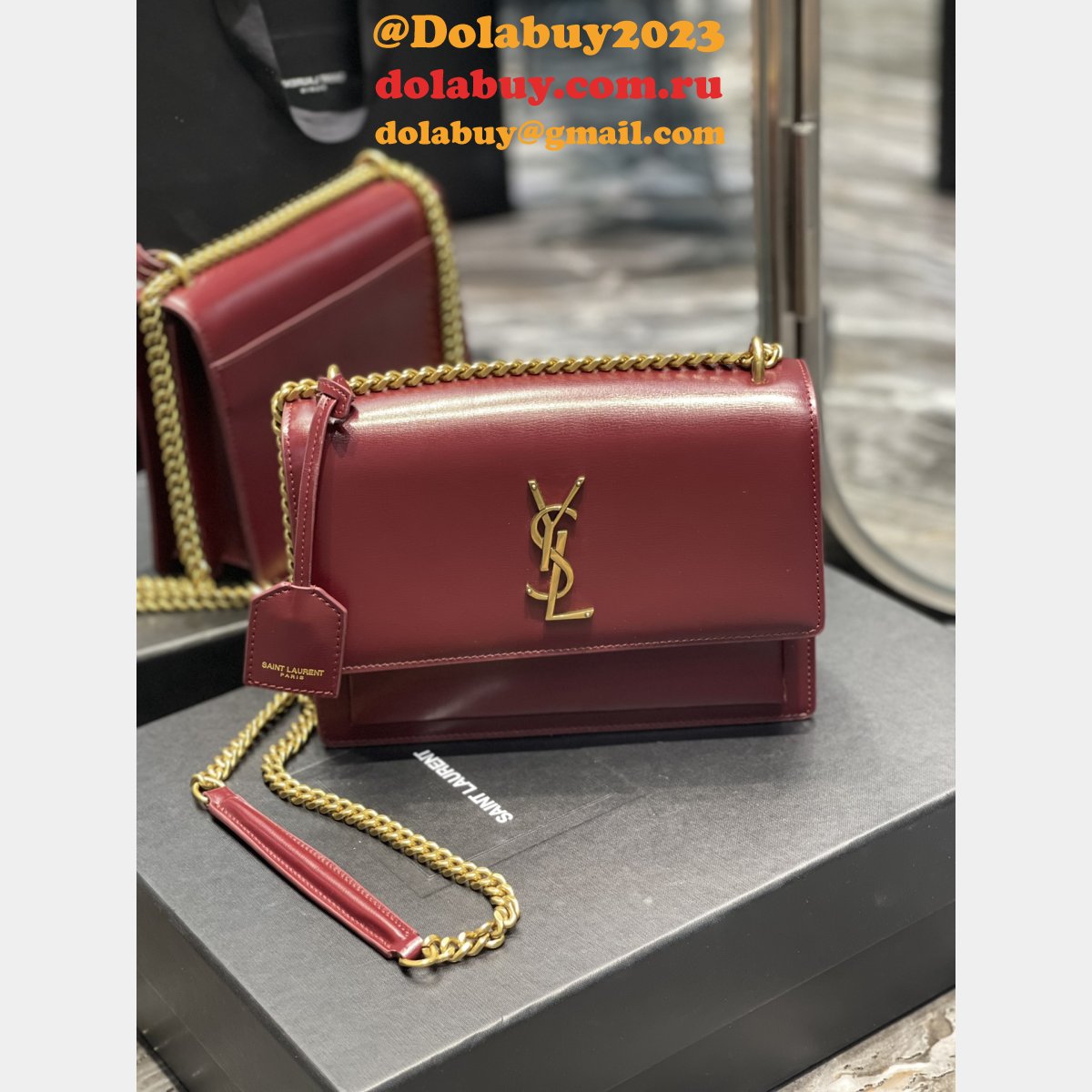 Shop Saint Laurent Sunset Mono Crossbody Bag 22CM 422906